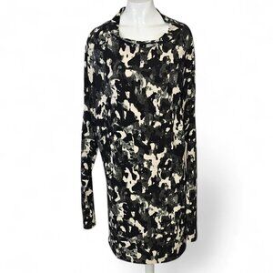 Norma Kamali Womens Long Sleeve Drop Shoulder Spandex Stretch Mini Dress, XS